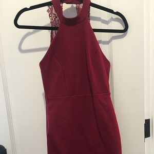 Bodycon red halter dress
